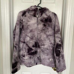 The North Face Women's Purple zip-up hooded fleece.